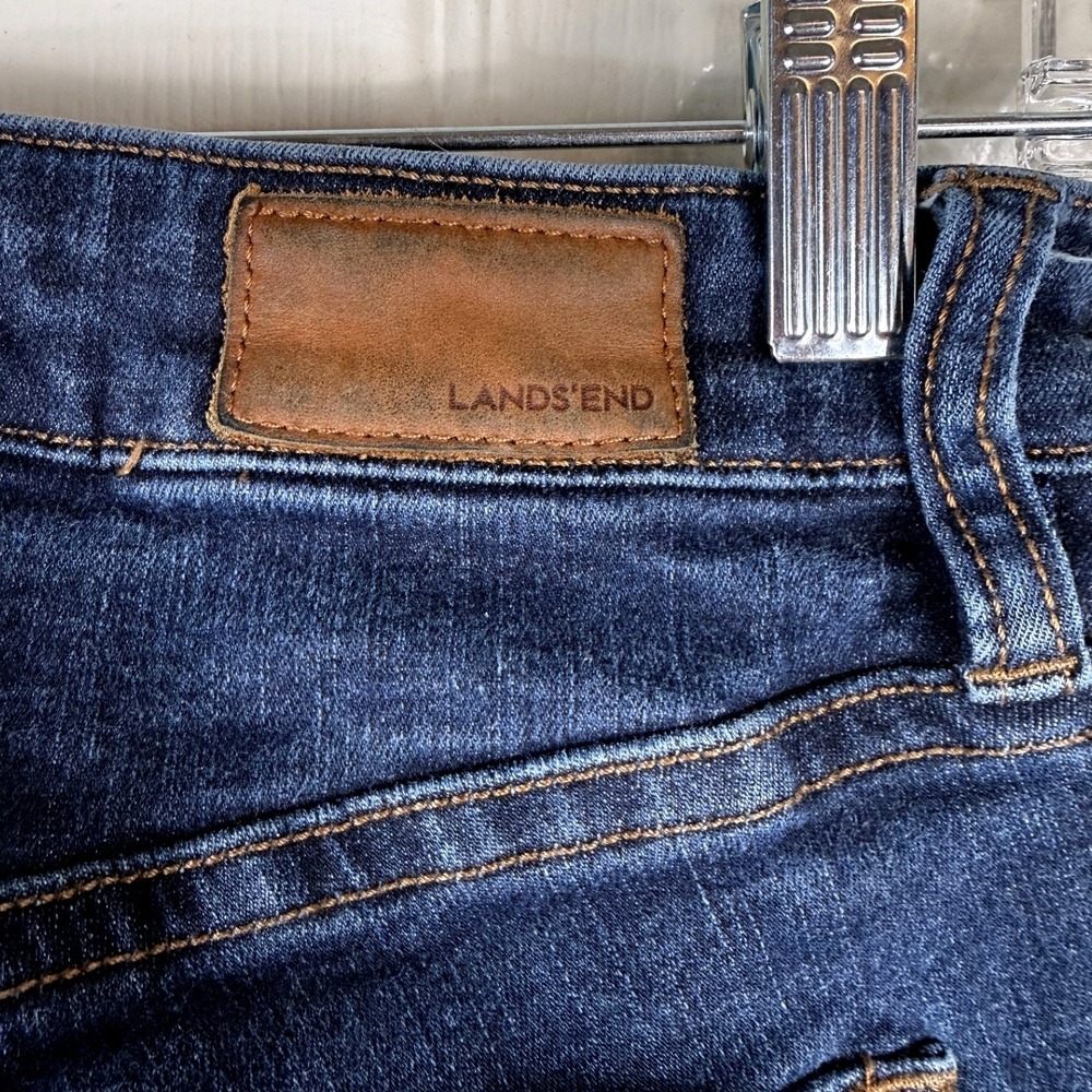 Lands End Curvy Bootcut Jeans Womens 8 Blue Mid Rise Dark Wash Stretch Denim - Picture 7 of 10